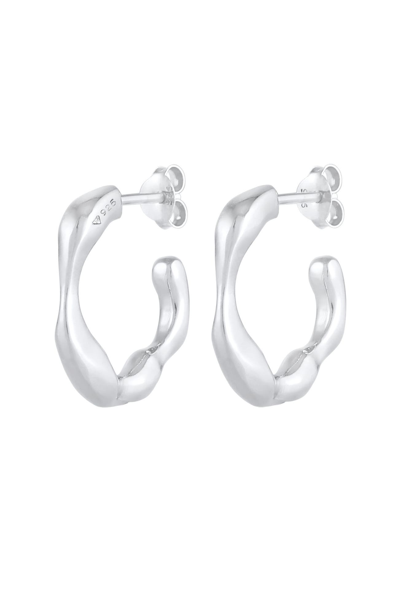 ELLI PREMIUM Ohrringe Creolen Stecker Organic Look 925 Silber Silber, Bild 1