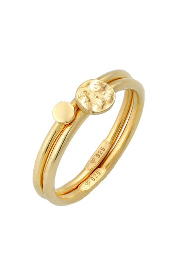 ELLI Ring Stacking Stapel Kreis Platte 2er Set 925 Silber Gold