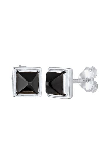KUZZOI Ohrringe Onyx Pyramid Quadrat 925 Silber