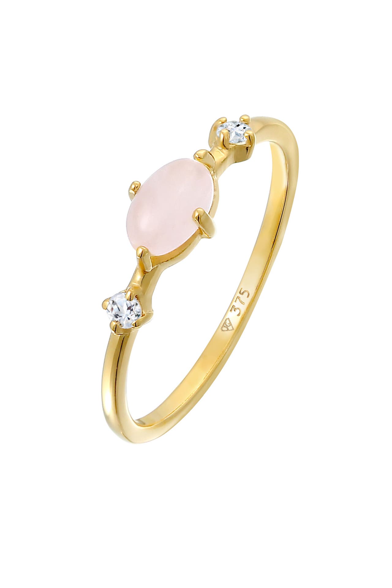 ELLI PREMIUM Ring Rosa Quarz Topas Edelstein Klassik 375er Gelbgold Gold, Bild 1