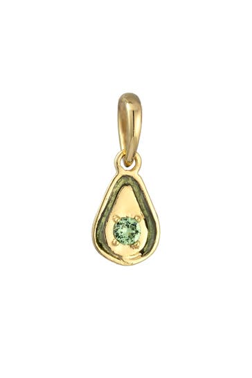 ELLI Anhänger Frucht Avocado Glas Kristalle Hellgrün 925 Sterling Silber vergoldet
