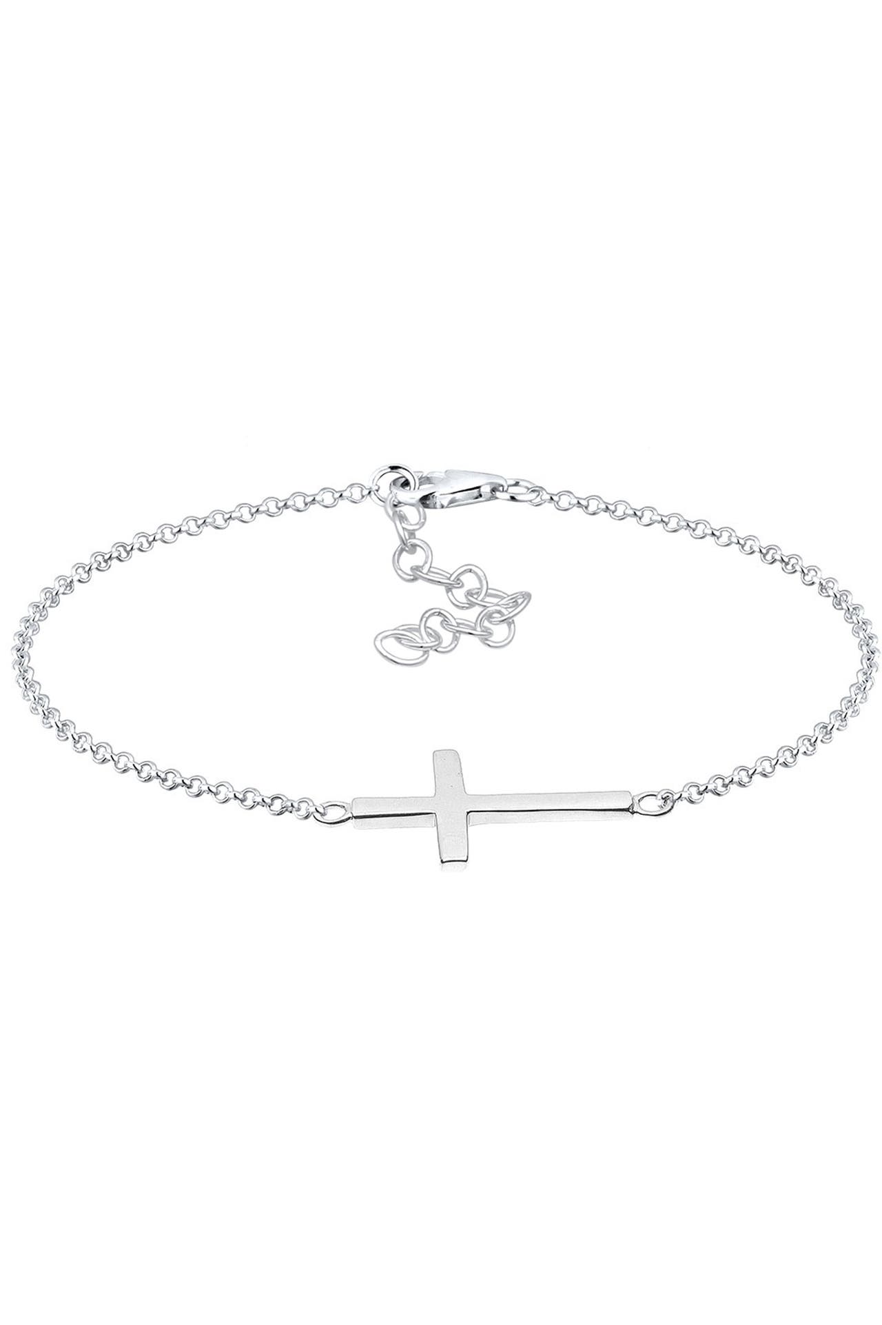 ELLI Armband Kreuz Horizontal Schlicht 925 Silber Silber, Bild 1