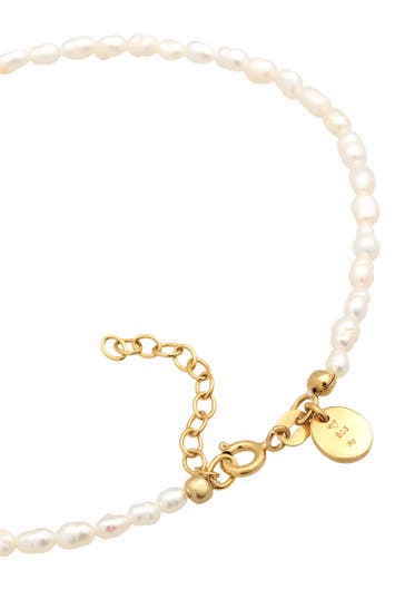 ELLI PREMIUM Fusskettchen Süßwasserperlen Klassik 925 Silber vergoldet Gold