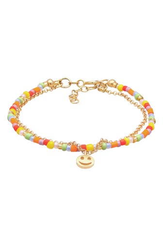 ELLI Armband Kids Layer Smiling Beads Bunt 925 Silber vergoldet