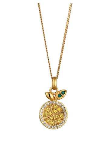 ELLI Kette Zitrone Anhänger 925 Sterling Silber vergoldet, mit Kristallen von Swarovski® Gold