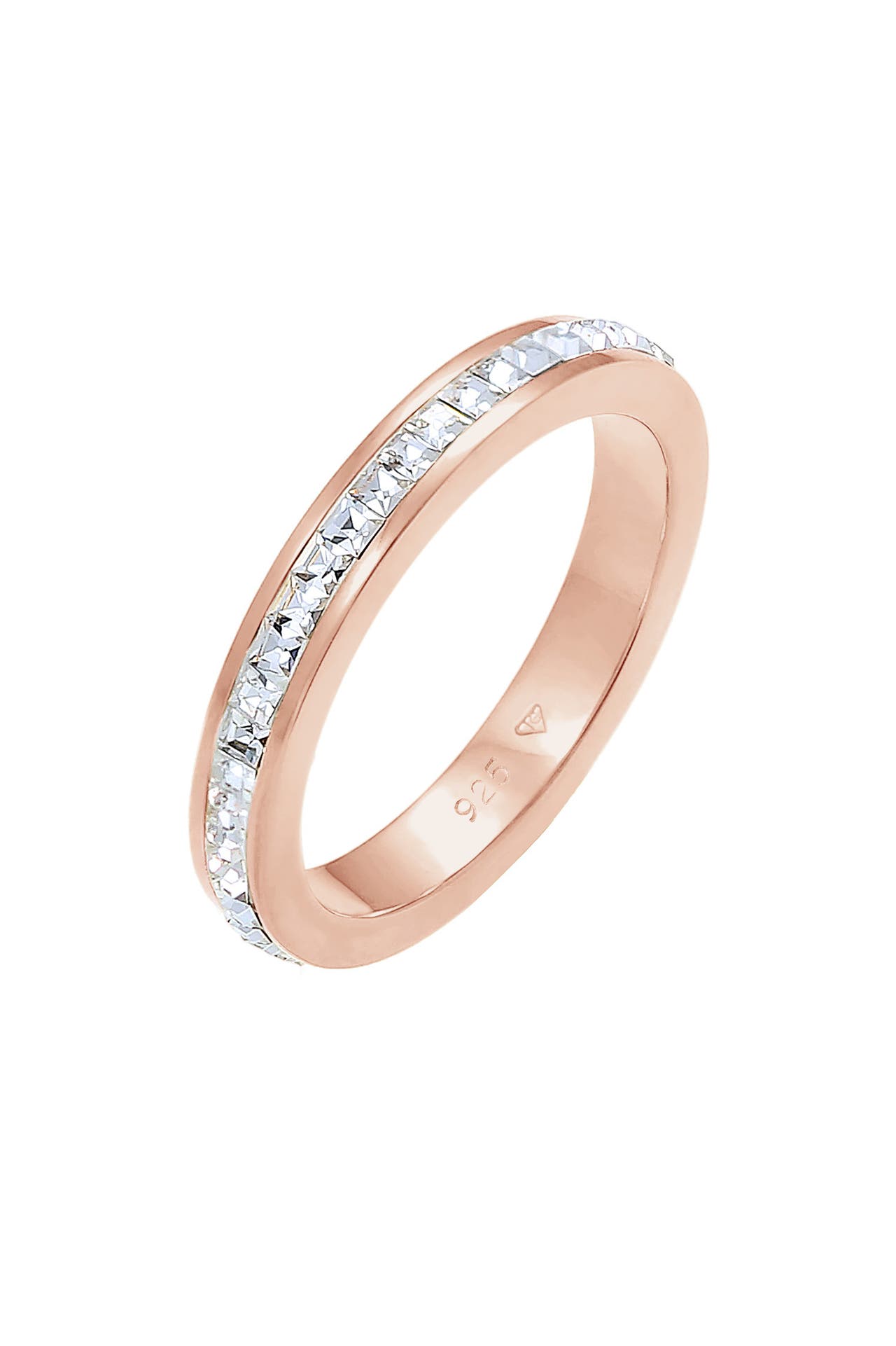 ELLI PREMIUM Ring Bandring Geo 925 Silber, mit Kristallen von Swarovski® Rosegold, Bild 1