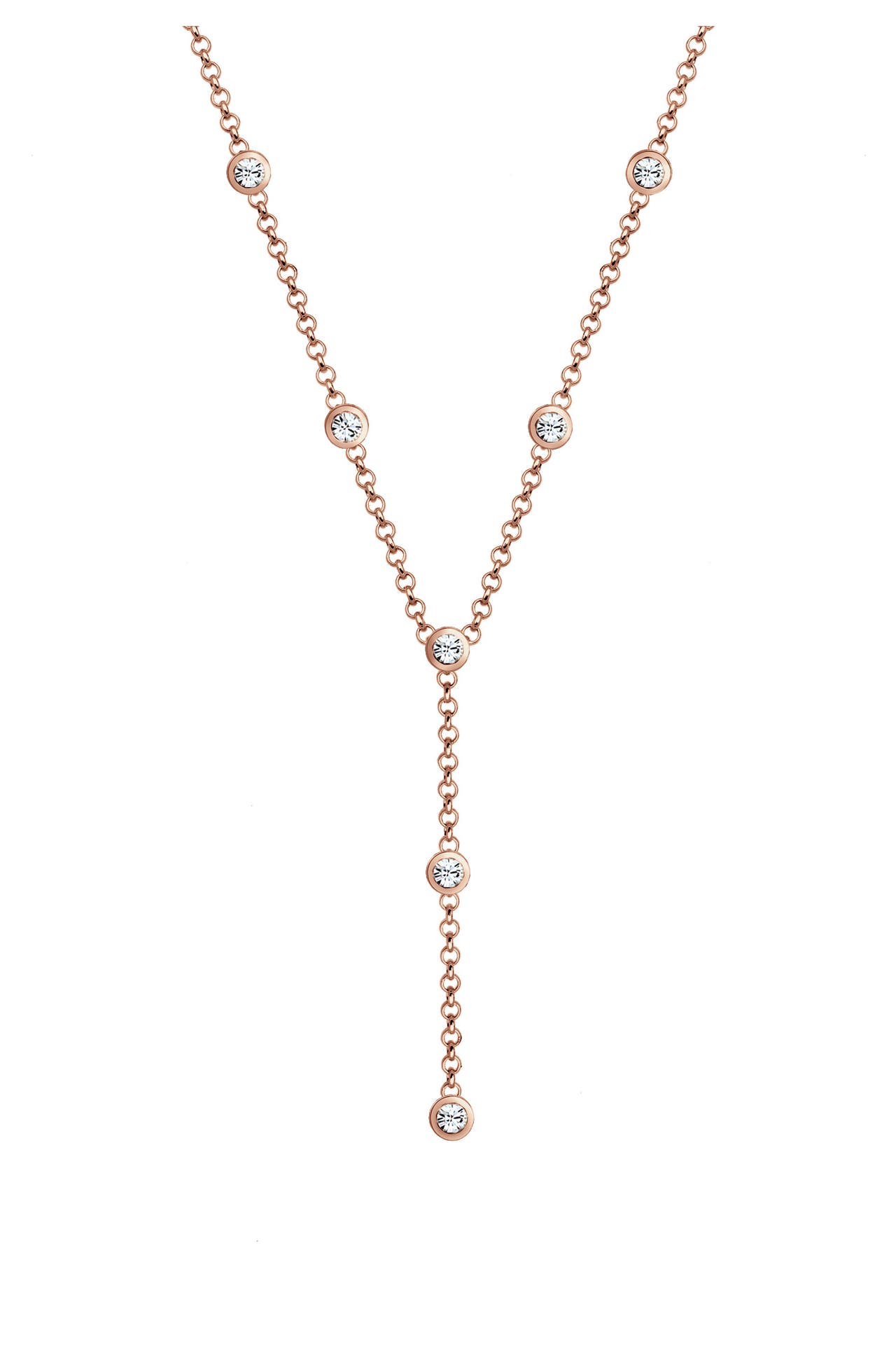 ELLI Kette Y-Kette 925 Silber, mit Kristallen von Swarovski® Rosegold, Bild 1