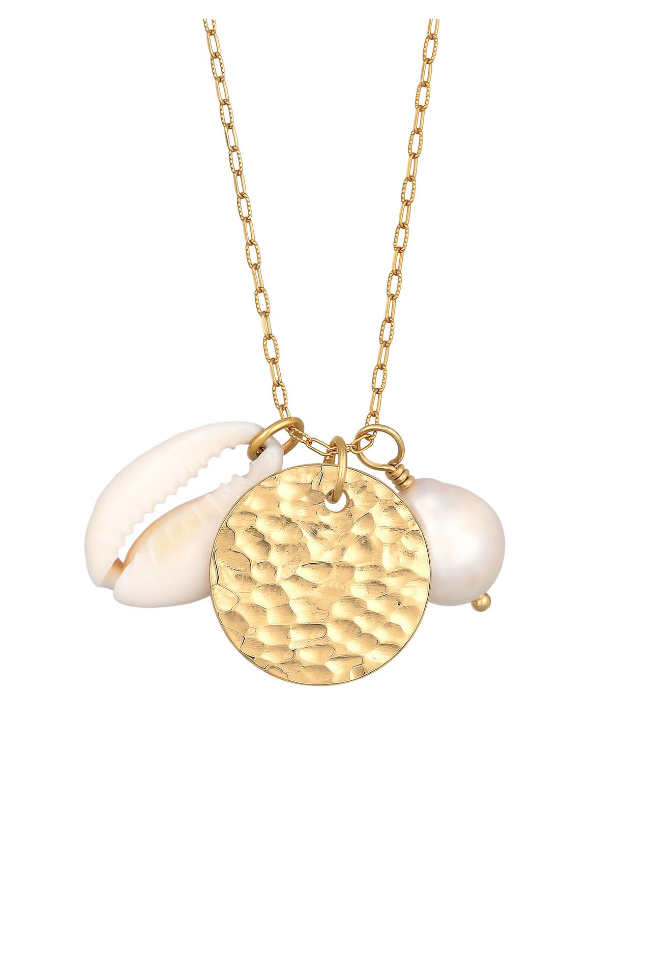 ELLI PREMIUM Kette Kauri Muschel Plättchen Süßwasserperle 925 Silber Gold, Bild 1