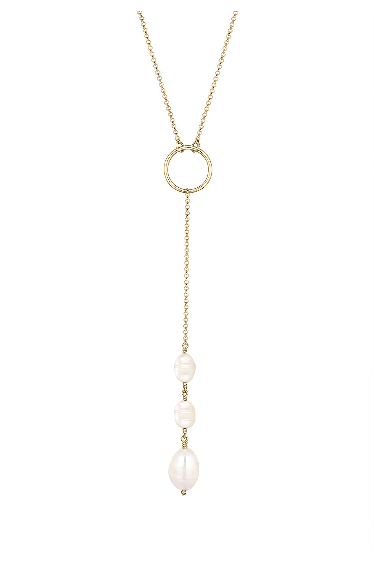 ELLI Kette Y-Kette Baroque Süßwasserperlen 925 Silber vergoldet Gold, Bild 1