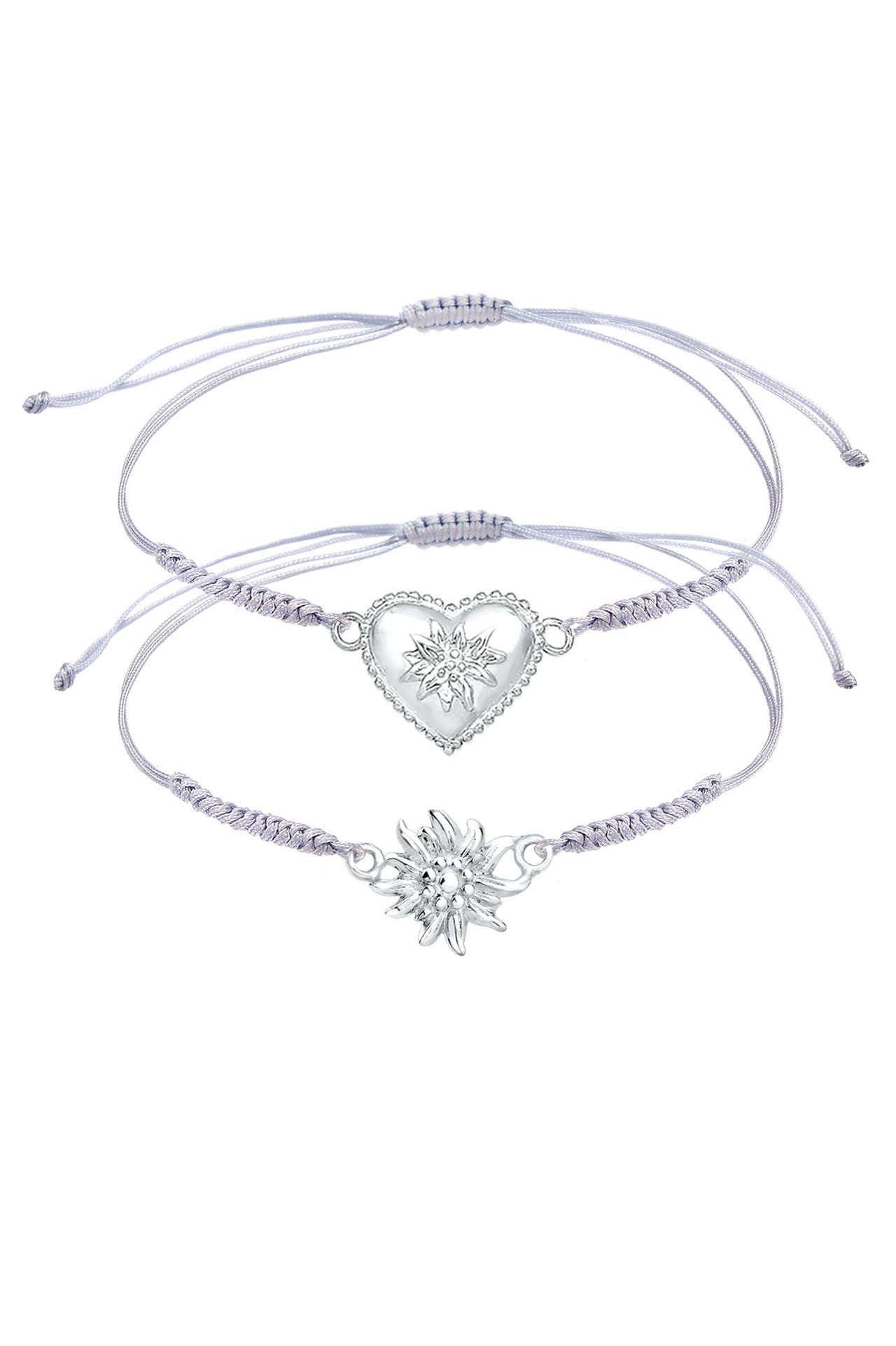 ELLI Armband Elli Armband Edelweiss Herz Trachten Nylon (2 tlg) 925 Silber Silber, Bild 1