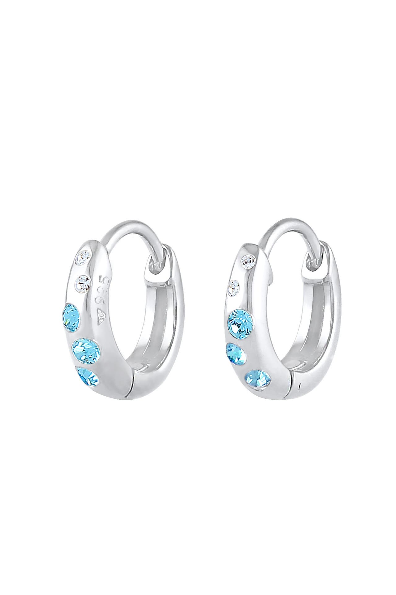 ELLI Ohrringe Kinder Creole Blau 925 Sterling Silber, mit Kristallen von Swarovski®, Bild 1