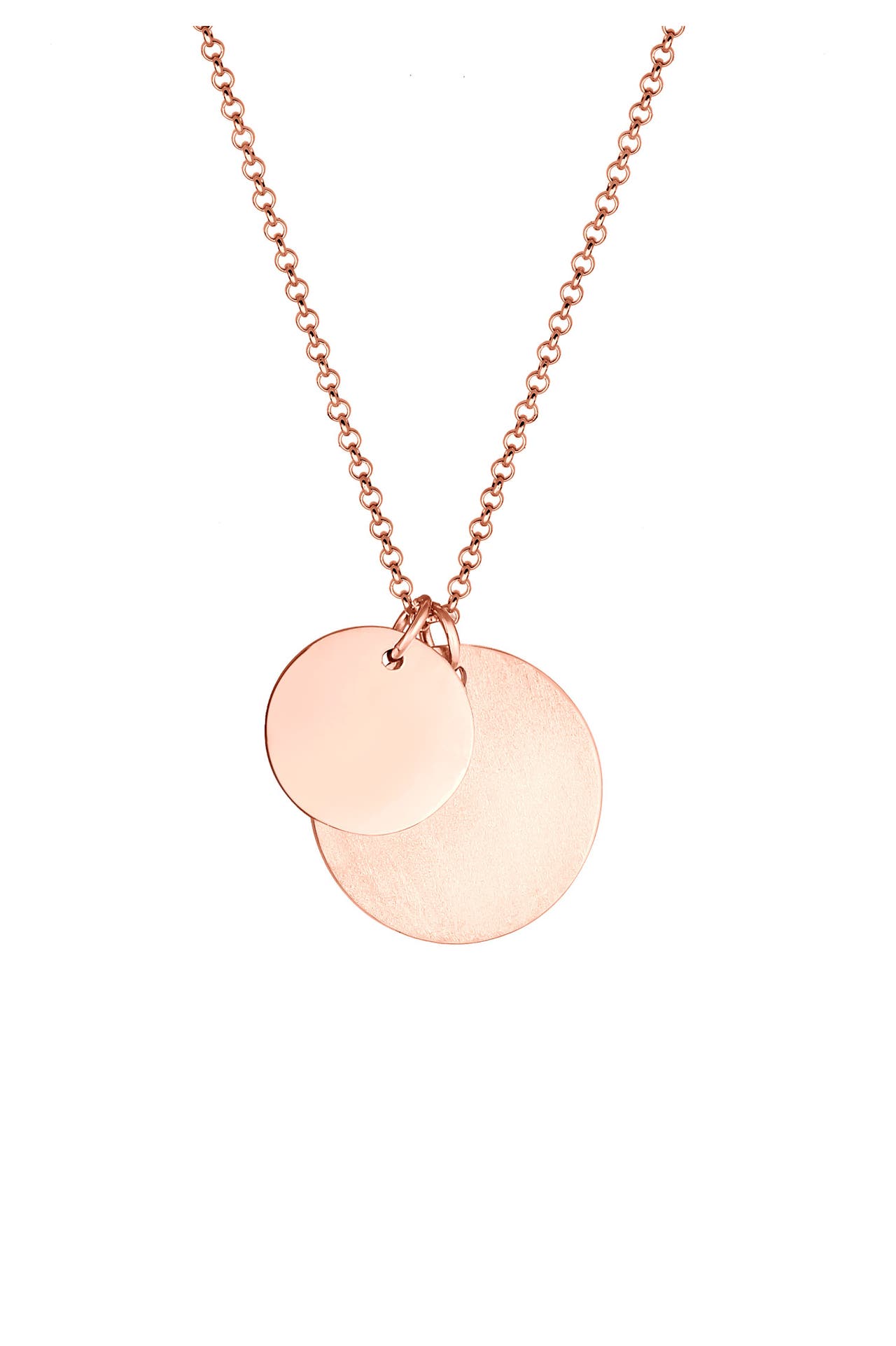ELLI Kette Duo Erbskette Plättchen Kreis Brushed 925 Silber Rosa, Bild 1