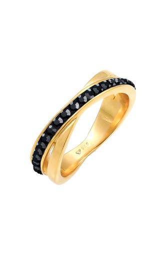 ELLI Ring Wickelring Zart 925 Silber, mit Kristallen von Swarovski® Schwarz