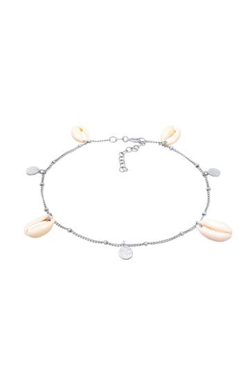 ELLI Fusskettchen Plättchen Kauri Muschel Maritim 925 Silber Silber