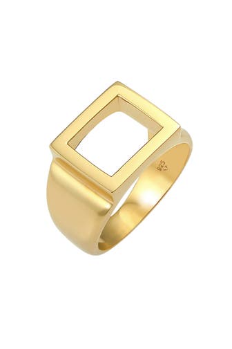 KUZZOI Ring Siegelring Rechteckig 925 Silber Gold
