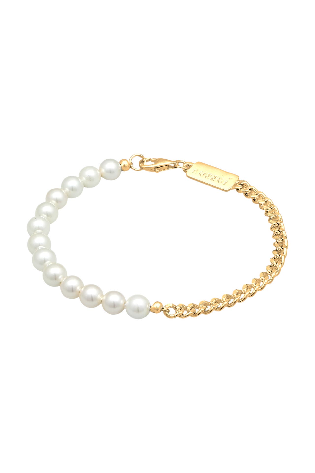 KUZZOI Armband Basic Männer Panzerkette Massiv Perlen 925 Silber Gold, Bild 1