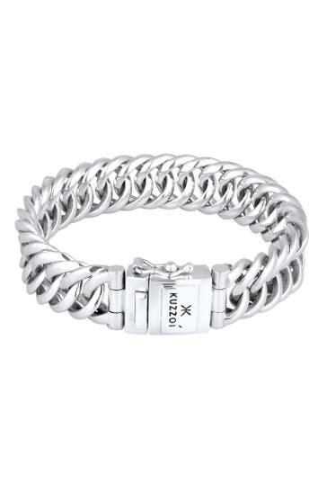KUZZOI Armband Herren Panzerkette Kastenverschluss 925 silber Silber