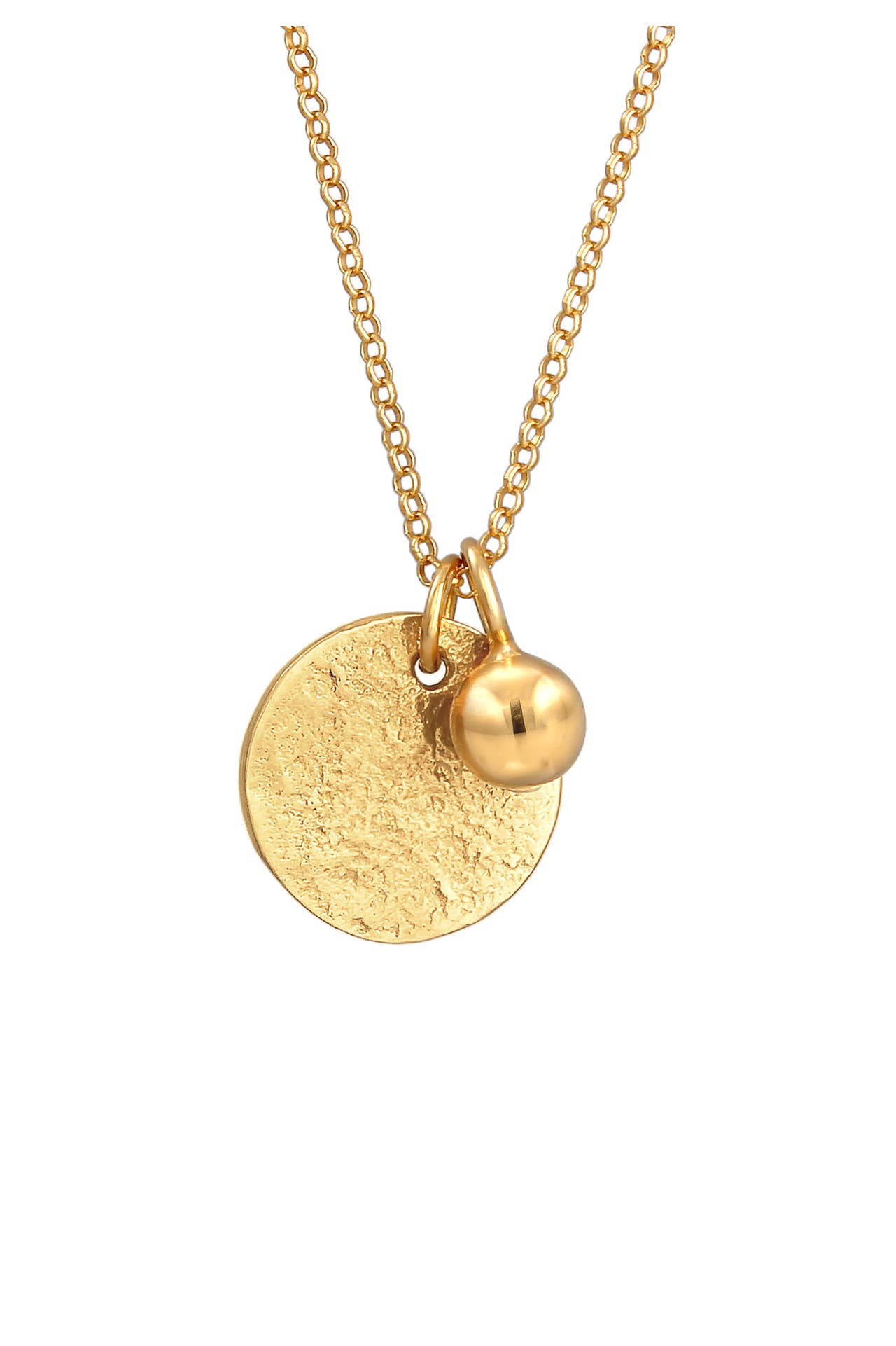 ELLI Kette Plättchen Münze Organic Look Geo Kugel 925 Silber Gold, Bild 1