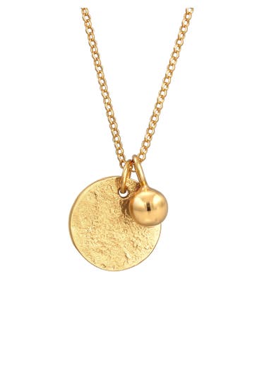 ELLI Kette Plättchen Münze Organic Look Geo Kugel 925 Silber Gold