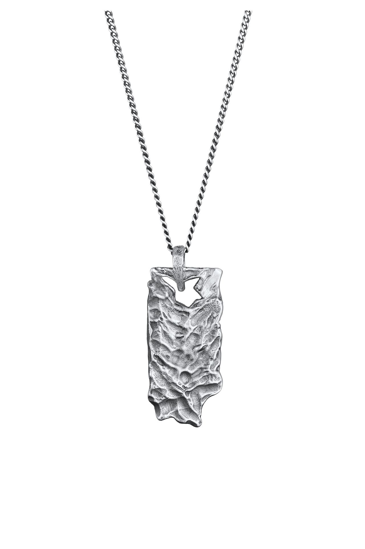 KUZZOI Kette Rechteckiger Anhänger natürlicher Look 925 Silber Silber, Bild 1