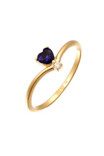 ELLI DIAMONDS Ring Herz Saphir Dunkelblau Diamant Brillantschliff (0.004 ct) 925 Sterling Silber Gold