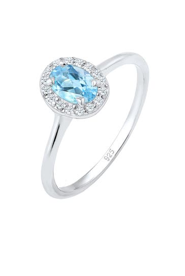 ELLI DIAMONDS Ring Oval Topas Diamant Brillantschliff (0.08 ct) 925 Sterling Silber Silber