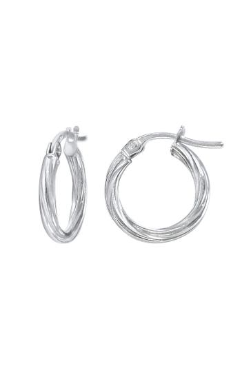 ELLI PREMIUM Ohrringe Creolen Gedreht Bügelverschluß 375er Weißgold Weiß