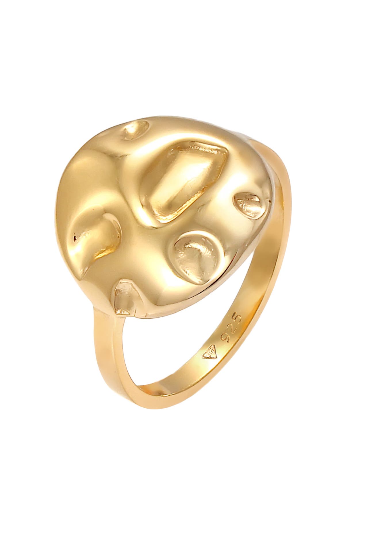 ELLI Ring Plättchen Coin Rund Struktur Geo 925 Silber Gold, Bild 1