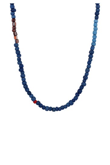 KUZZOI Kette Glas Beads Urban Style 925 Silber Dunkelblau