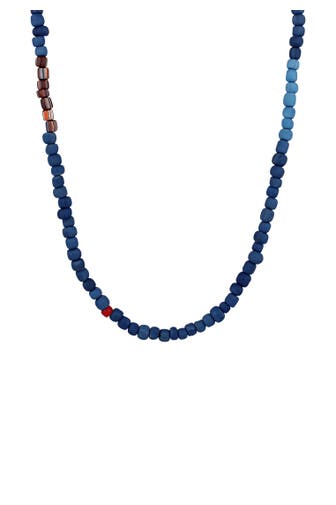 KUZZOI Kette Glas Beads Urban Style 925 Silber Dunkelblau