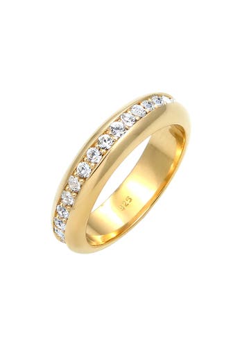 ELLI PREMIUM Ring Bandring Weiß 925 Sterling Silber, mit Kristallen von Swarovski® Gold