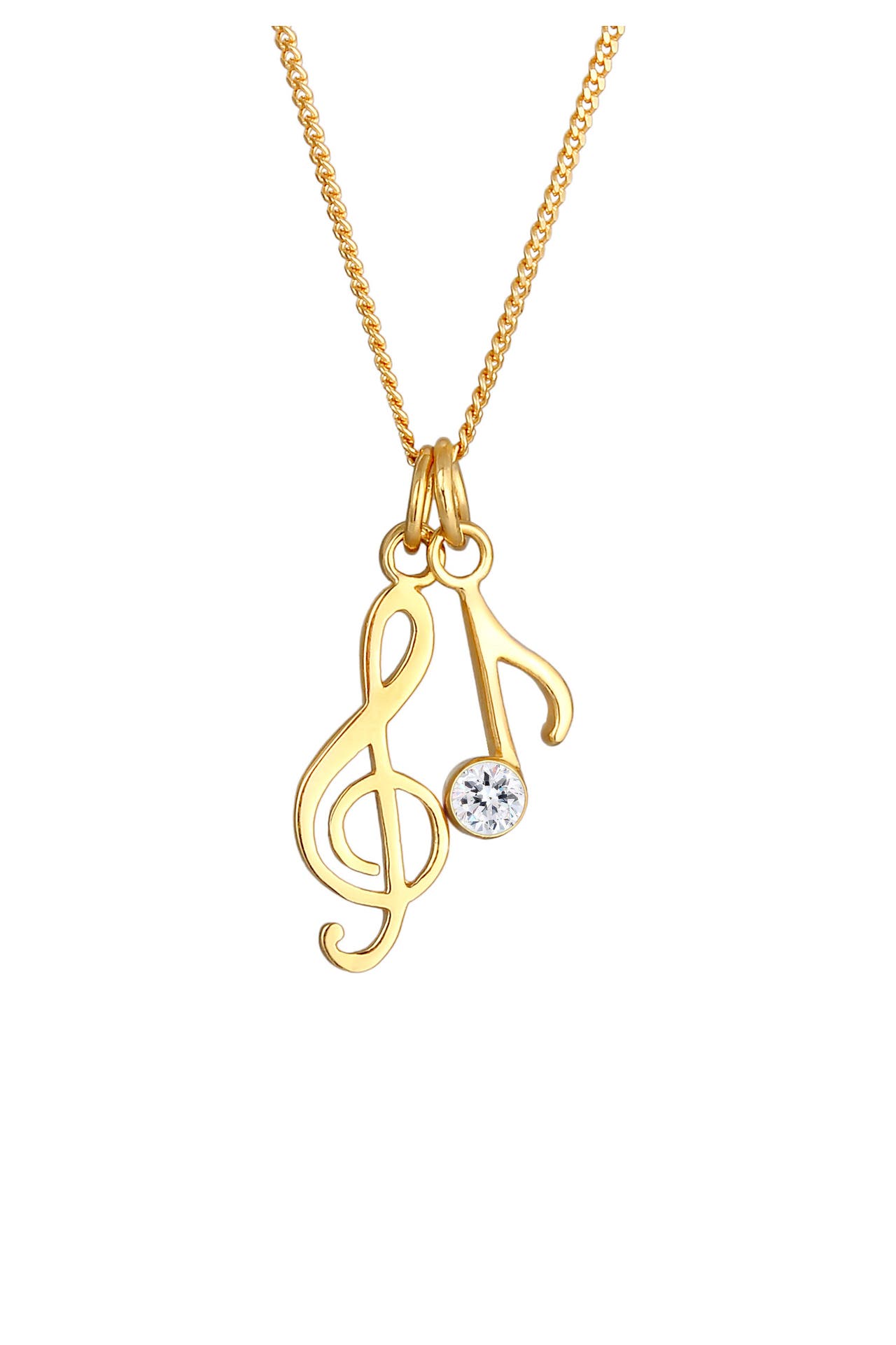 ELLI Kette Notenschlüssel Note Weiß 925 Sterling Silber, mit Kristallen von Swarovski® Gold, Bild 1
