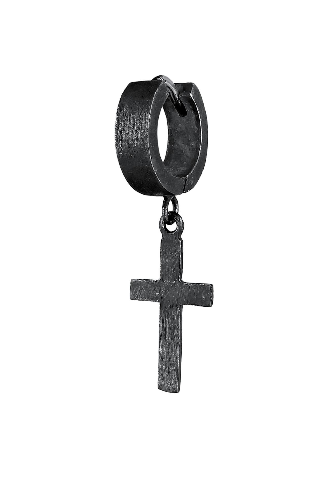 KUZZOI Ohrringe Creole Kreuz Scharnier Single 925 Silber, Bild 1