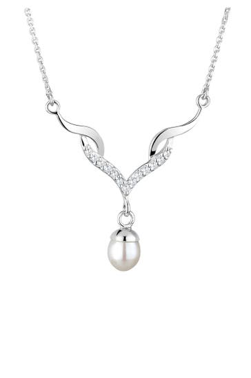 ELLI Kette Elli Halskette Collier Festlich Perle Zirkonia 925 Silber Weiß