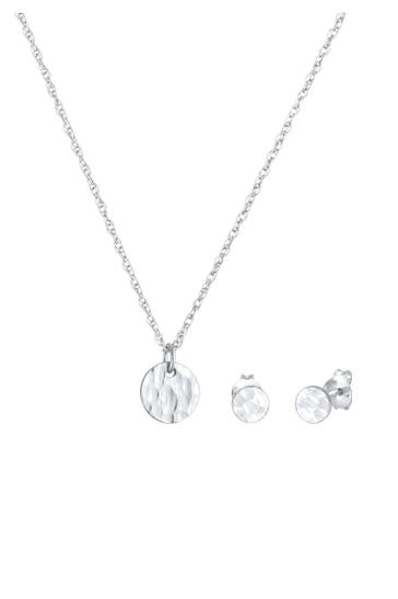 ELLI Schmuckset Rund Gehämmert Halskette Stecker Kreis 925 Silber Silber