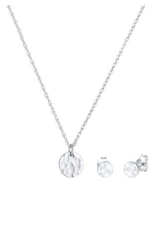 ELLI Schmuckset Rund Gehämmert Halskette Stecker Kreis 925 Silber Silber