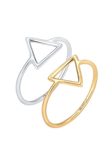 ELLI Ring Elli Ring Set Trend Dreieck Bi-Color 925 Silber vergoldet Silber