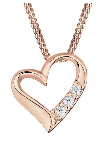 ELLI DIAMONDS Kette Herz Liebe Diamant (0.06 ct.) 925 Silber Rosegold