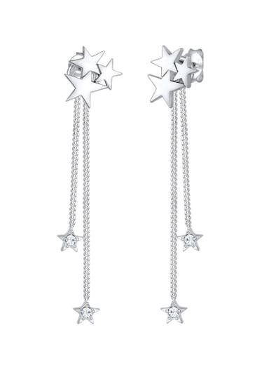 ELLI PREMIUM Ohrringe Ohrhänger lang Stern Weiß 925 Sterling Silber, mit Kristallen von Swarovski® Silber