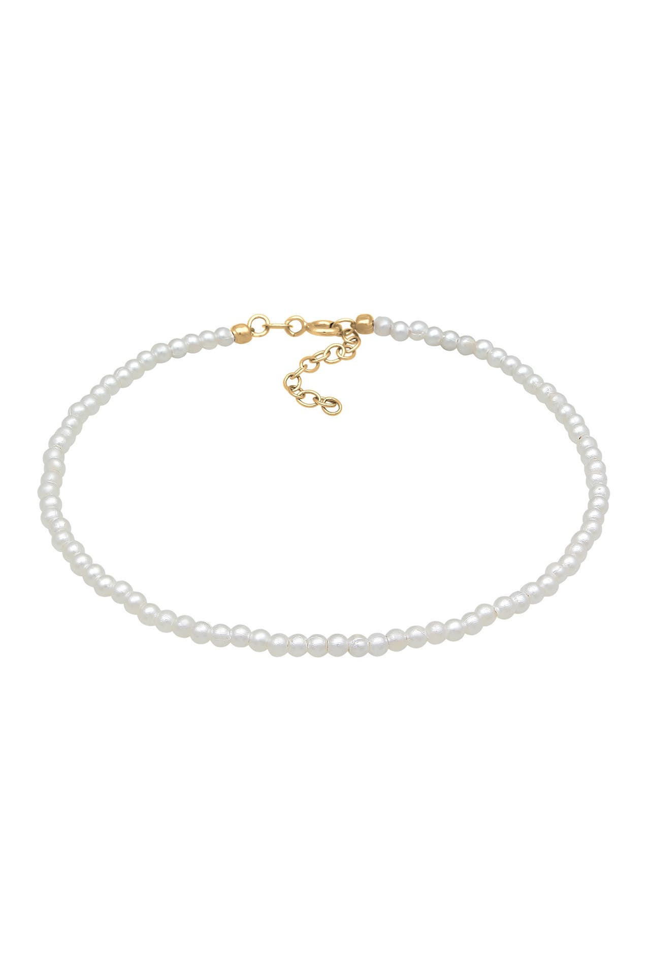 ELLI Fusskettchen Perlen Synthetisch Klassik Basic 925 Silber Gold, Bild 1