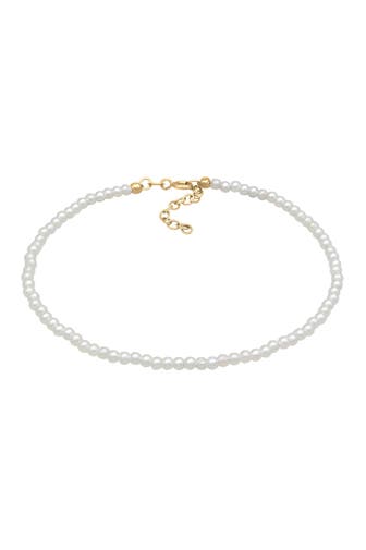 ELLI Fusskettchen Perlen Synthetisch Klassik Basic 925 Silber Gold