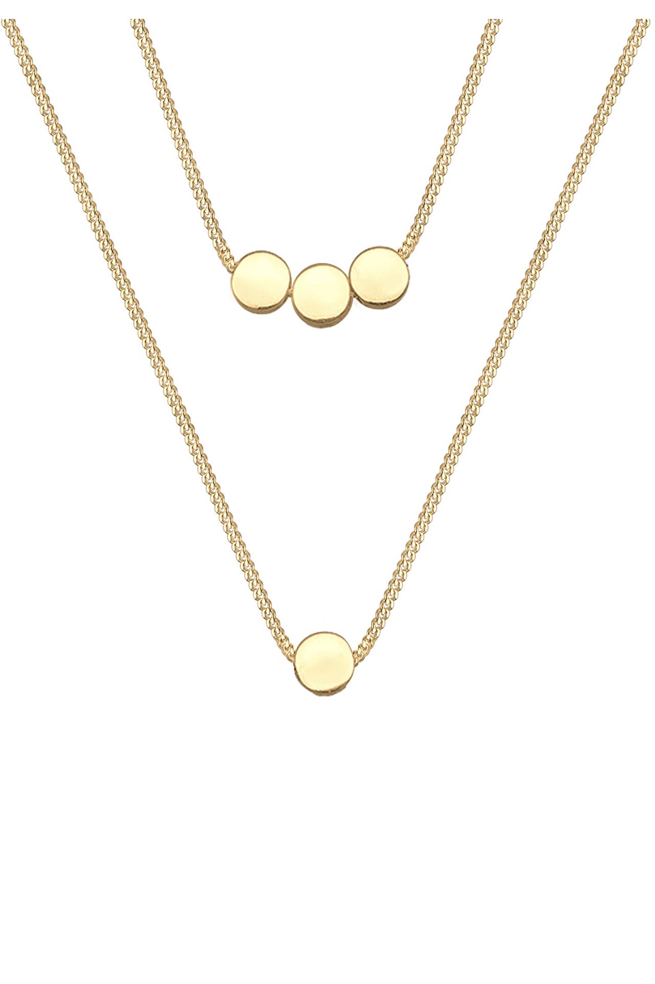 ELLI Kette Layer 2-lagig mit Kreisen 925 Silber Gold, Bild 1