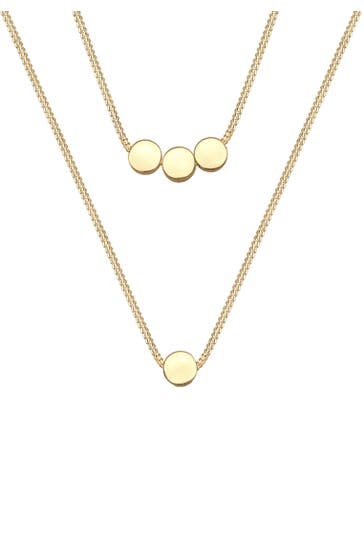 ELLI Kette Layer 2-lagig mit Kreisen 925 Silber Gold