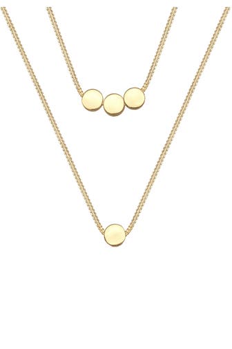 ELLI Kette Layer 2-lagig mit Kreisen 925 Silber Gold