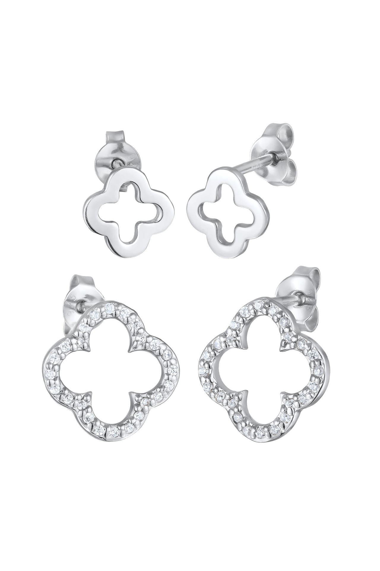 ELLI Ohrringe Kleeblatt Zirkonia Set Glücksymbol 925 Sterling Silber Silber, Bild 1