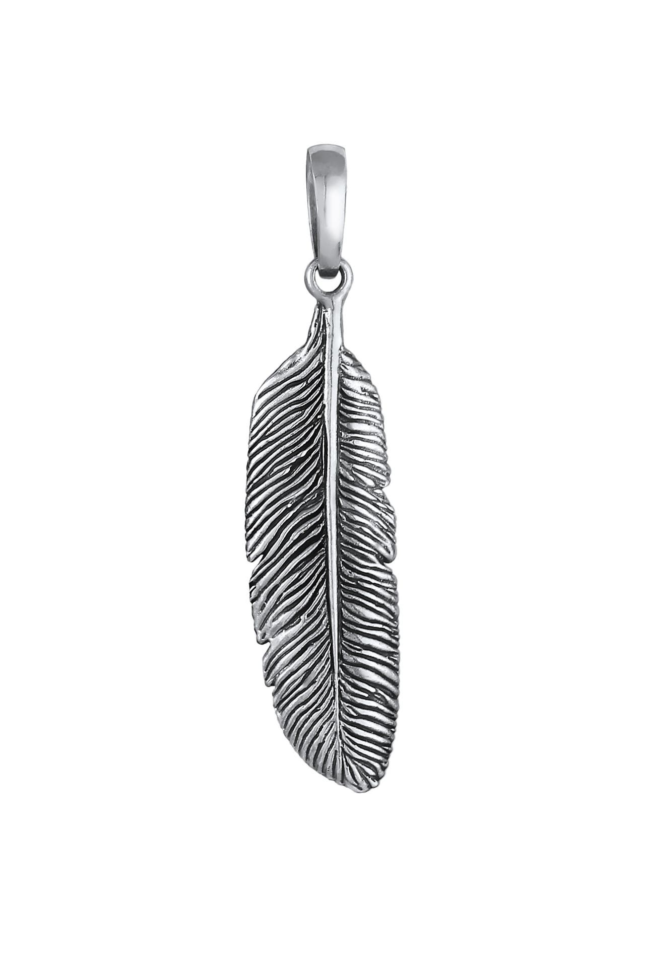 KUZZOI Schmuckset Herren Anhänger Feder Symbol Talisman 925 Silber Silber, Bild 1