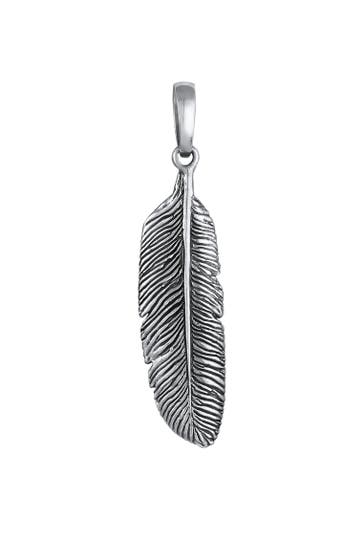 KUZZOI Schmuckset Herren Anhänger Feder Symbol Talisman 925 Silber Silber