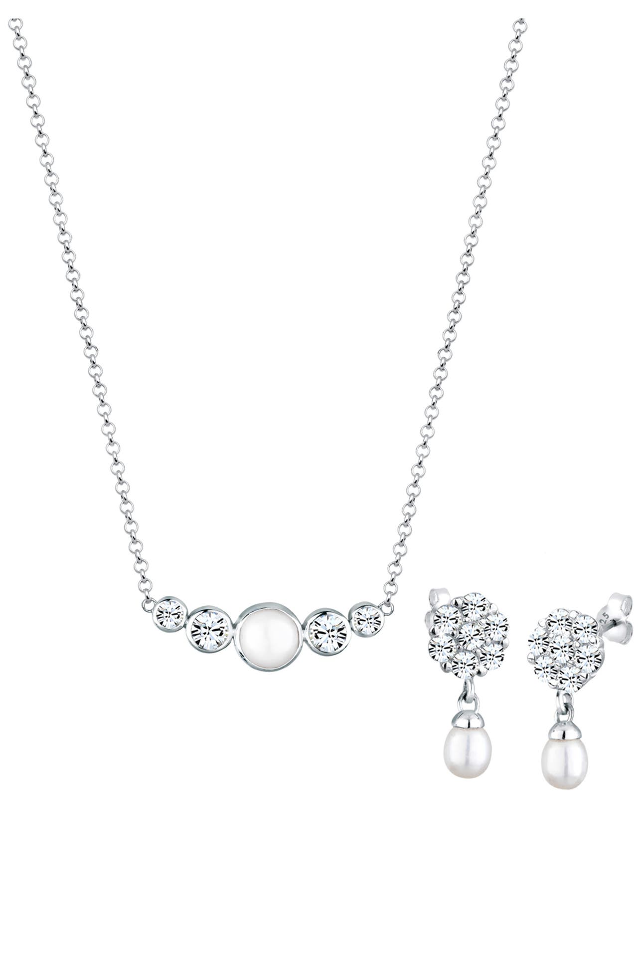ELLI PREMIUM Schmuckset mit Perle und Kristalle 925 Silber Silber, Bild 1