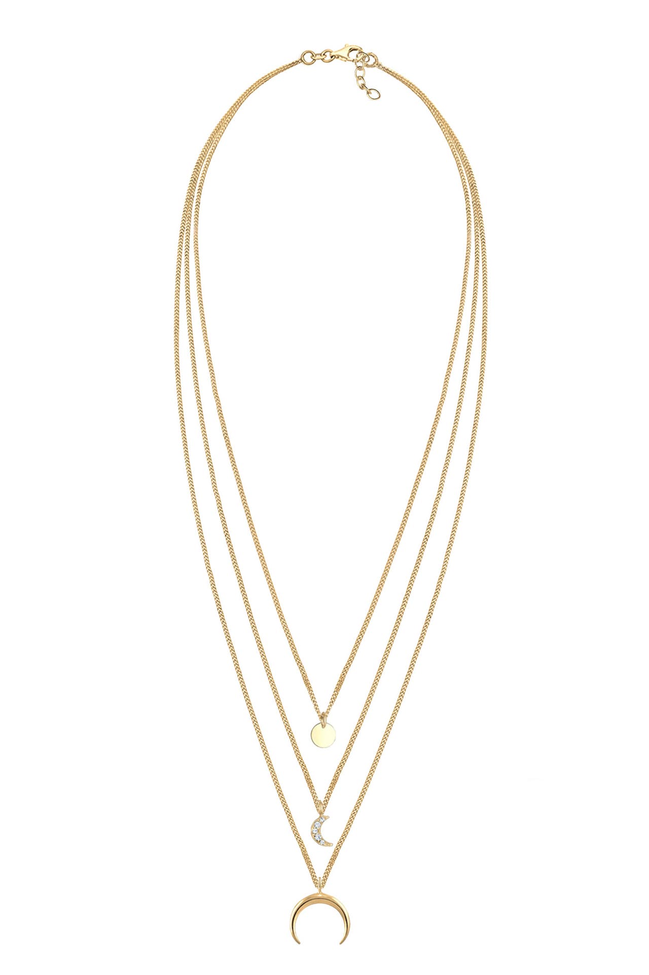 ELLI Kette Halbmond Layer Kristalle Silber Gold, Bild 1