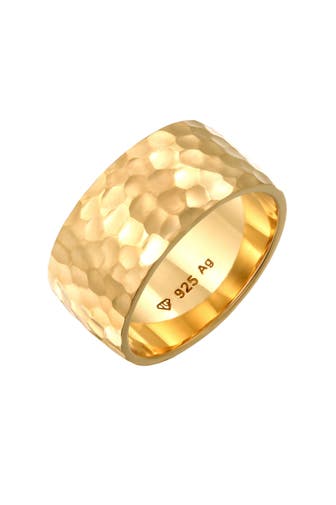 ELLI Ring Breit Bandring Gehämmert Matt Schmuck Geschenk 925er Silber Gold